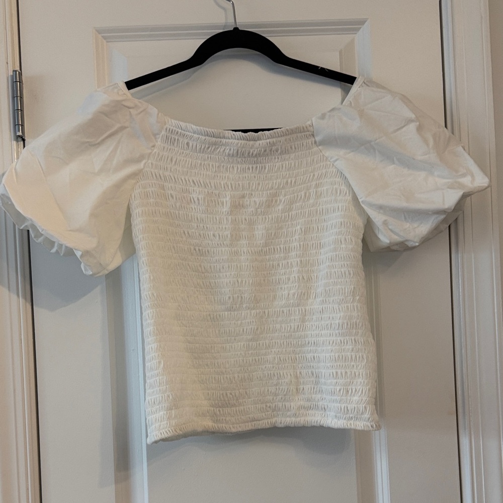 INC International Concepts White Puff Sleeve Blouse